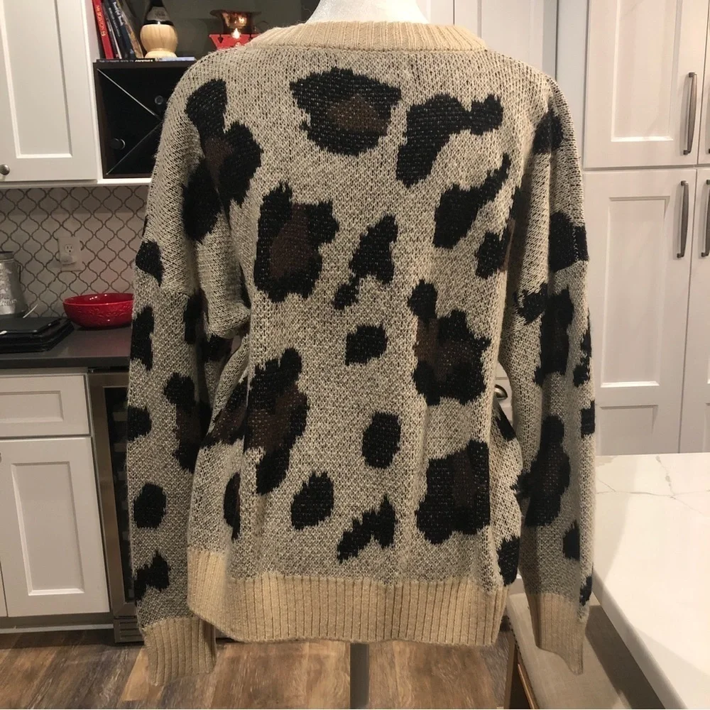 Cotton Emporium Animal Print Crewneck Sweater Acrylic Wool Mohair Grandpa Size L